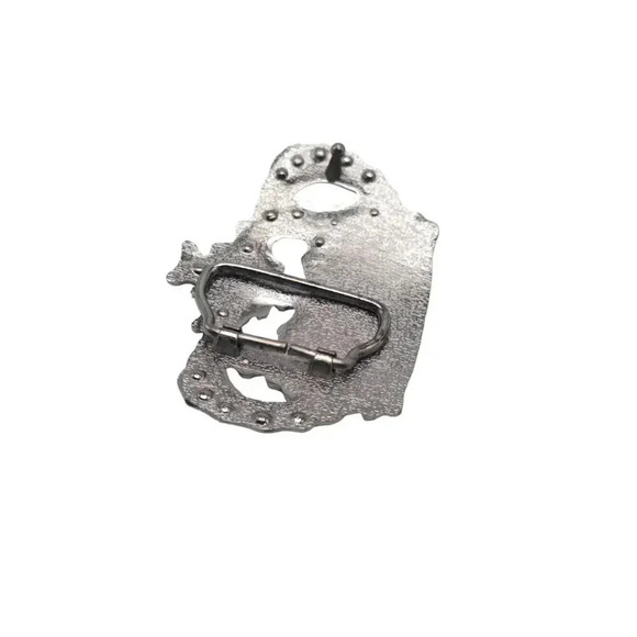 Clear Rhinestone Yellow Enamel Crown Belt Buckle Silver Tone Vintage - Picture 3 of 5